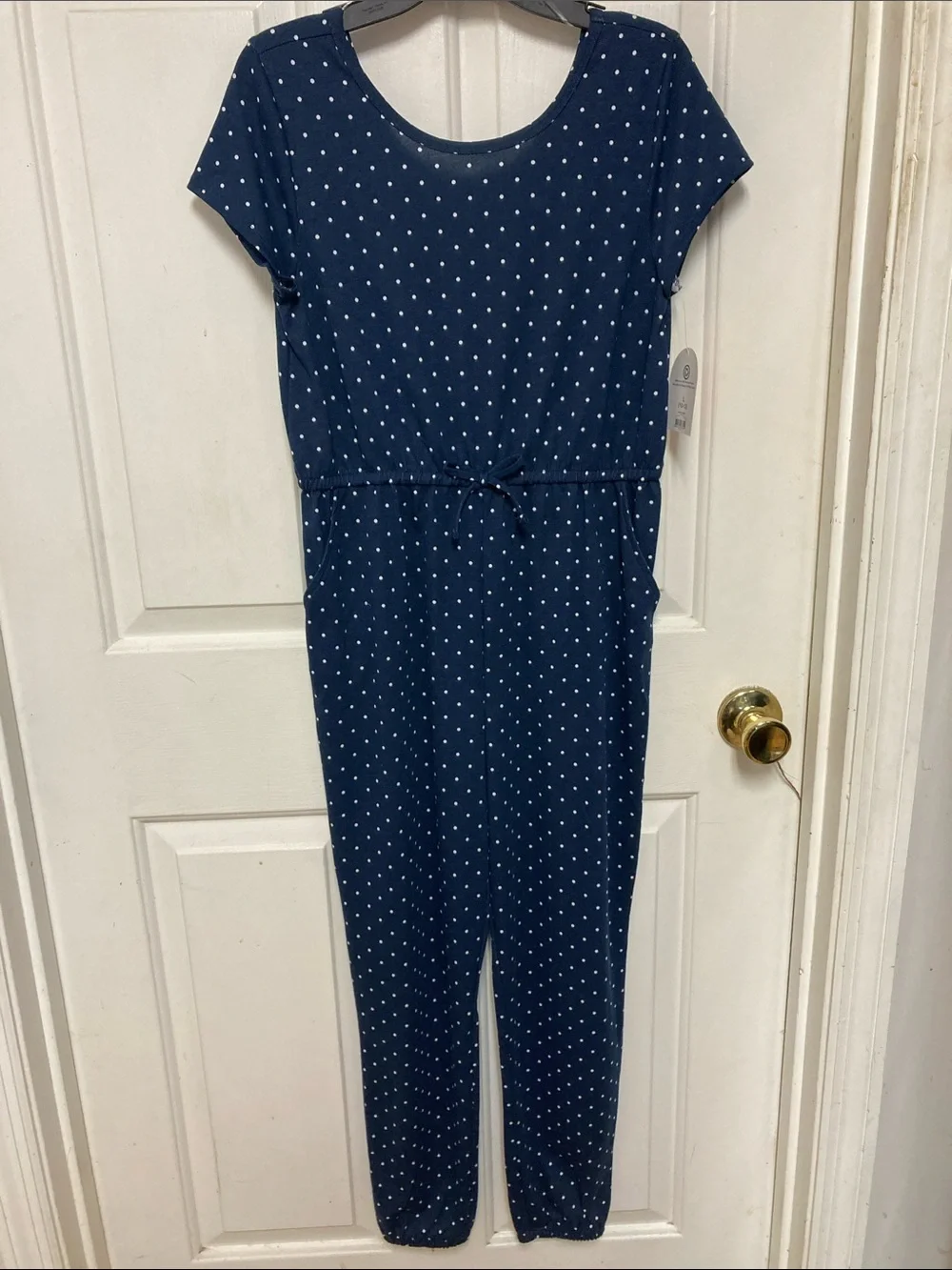 wonder nation Navy Blue Polka Dot Kids One-Piece Jumpsuit